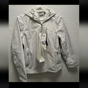 Outdoor Ventures Waterproof Rain Jacket Womens Small Gray Hooded Hiking Shell